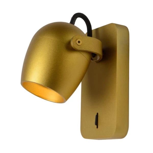 Lucide PRESTON - Wandspot - LED Dim to warm - GU10 - 1x5W 2200K/3000K - Mat Goud / Messing - detail 2